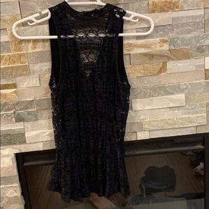 Lace high neck tank top